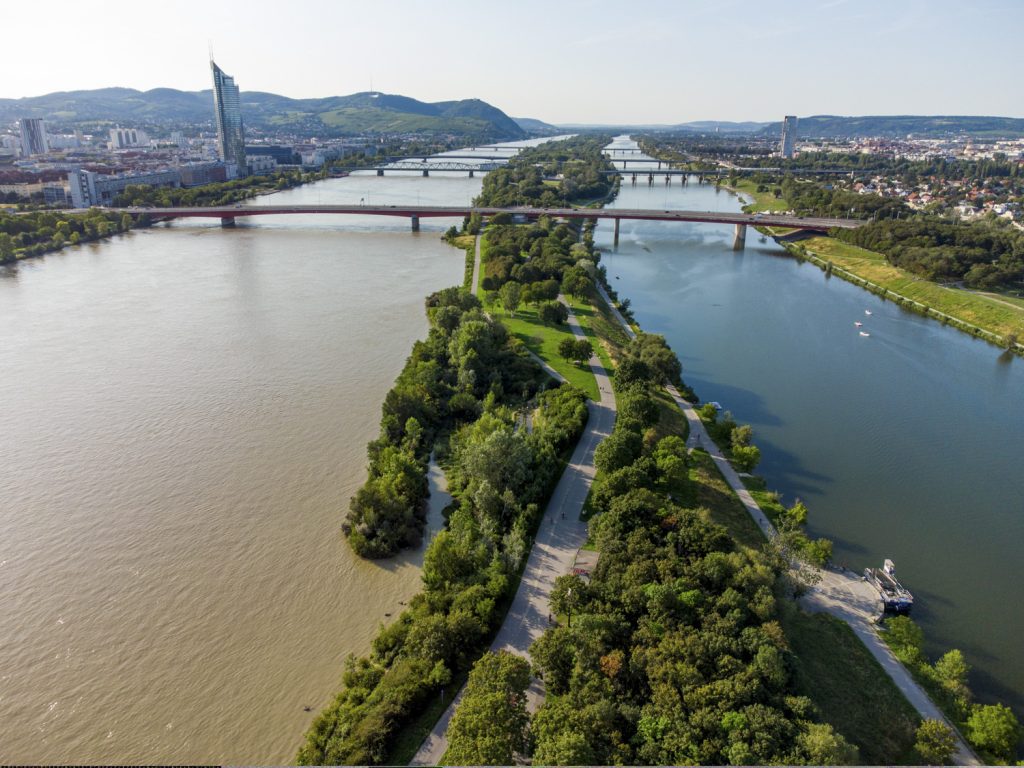 Die Donauinsel von oben