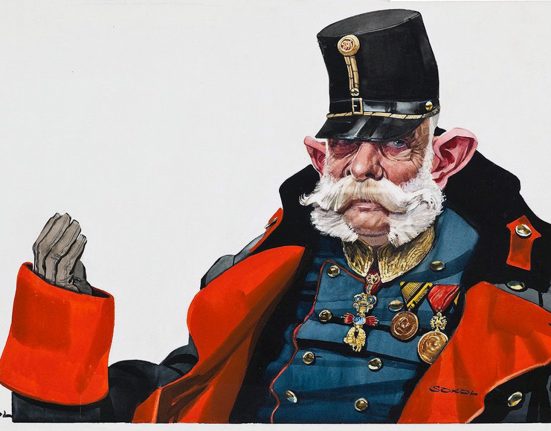 Kaiser Franz Joseph, gezeichnet von Erich Sokol, zu sehen in der Ausstellung „Der unsterbliche Österreicher“ © Annemarie Sokol/Landessammlungen NÖ