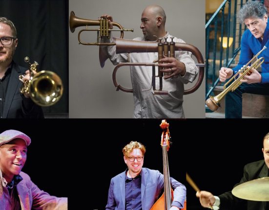 Spielen Kompositionen von Thad Jones: Joe Magnarelli, Stephane Belmondo, Daniel Nösig, Danny Grissett, Josh Ginsburg und Bernd Reiter © Porgy
