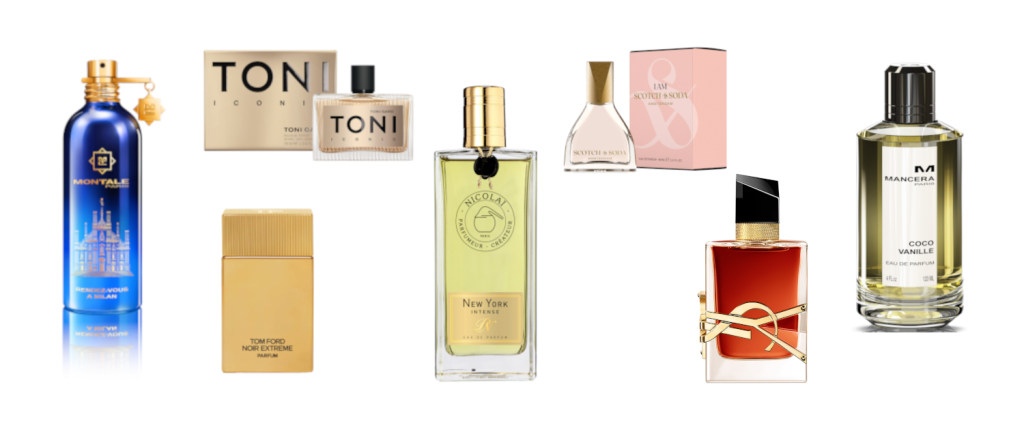 Sammlung verschiedener Parfums: 7 pngs auf weißem Grund