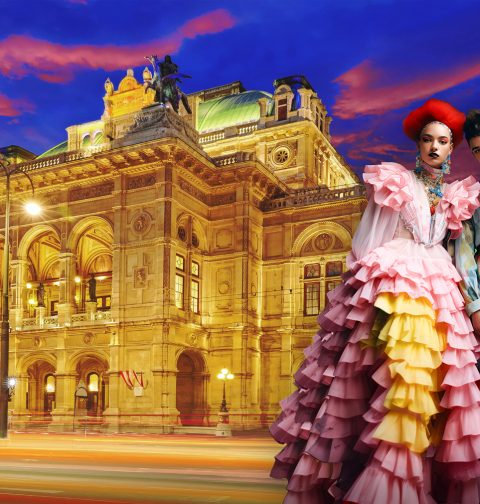 Plakatsujet für Fashioon meets Opera in der Wiener Staatsoper