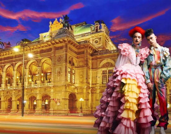 Plakatsujet für Fashioon meets Opera in der Wiener Staatsoper